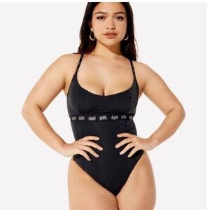 NWT yitty spotlight shaping demi cup thong bodysuit in shimmering black